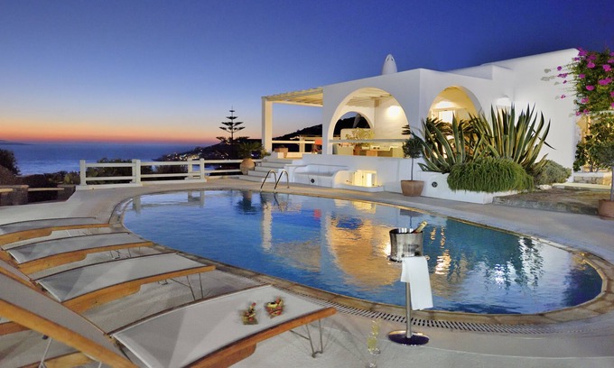 Agios Ioannis Villa | Villa next to the beach of Agios Ioannis , view towards Delos, swimming pool