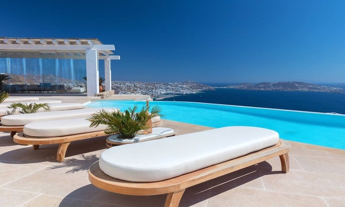 Agios Stefanos Villa | VVip Villa Leon Mykonos - Private Infinity Swimming pool - Elegant Ambience
