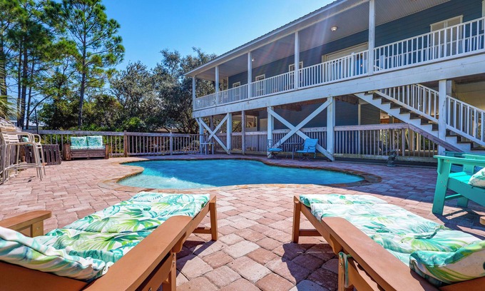 Surf Side Shores House | Walk to Beach: Peaceful Home in Gulf Shores!