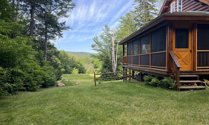 West Dover Cabin | Waterfalls-View-Pond. Secluded Vermont Log Cabin at Mount Snow. EV Outlet