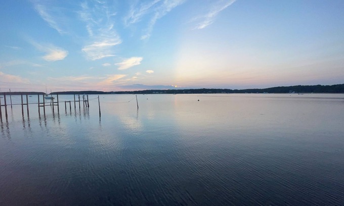 Waquoit Village Cottage | Waterfront on Waquoit Bay. 2.5 acre private. Sunsets, swim, kayaks, fish.