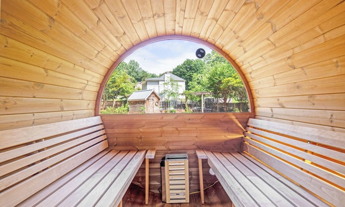 Stone Mountain House | [Wildflower Cottage] Pool, Hot tub, Sauna, Firepit