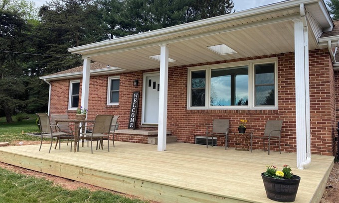 Dover House | Wooded and secluded 3-bed home with a view, game room, fire pit and gym in Dover