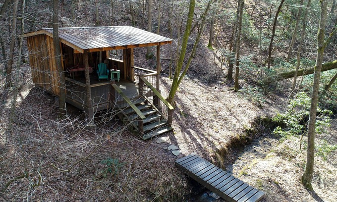 Mineral Bluff RV Rental | Your Toccoa River Cove! 12 acre private campsite with Adirondack shelter