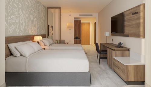 Room, Multiple Beds, Roll-in Shower