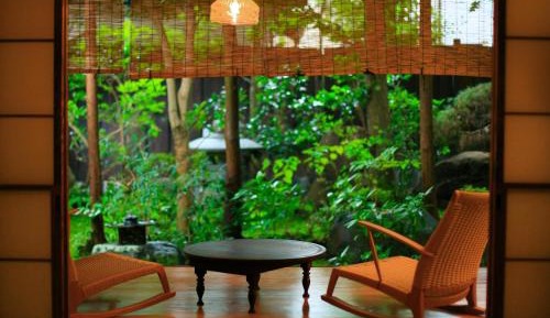 Japanese Western Room with Tatami Area and Open-Air Bathroom