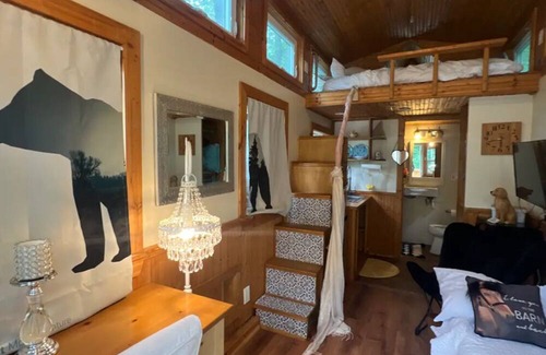 Sapphire Cabin | Awesome mini cabin & loft all wood hike to waterfalls! Hottub Tree swing Firepit