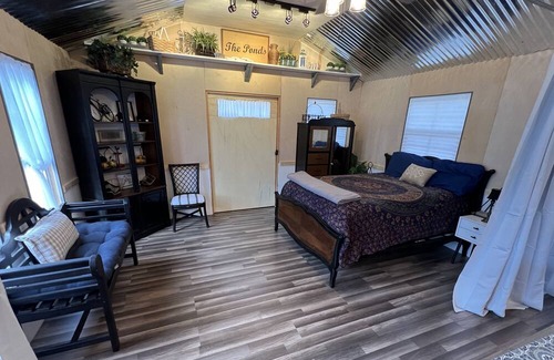 Jones Mills House | Very private studio with a deck overlooking the pond.