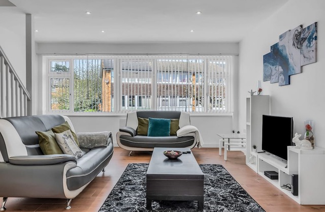 Comfortable suburban setting with greenery and residential homes