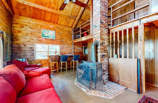 Dog-friendly coastal retreat with stunning ocean views, wood stove, & large deck
