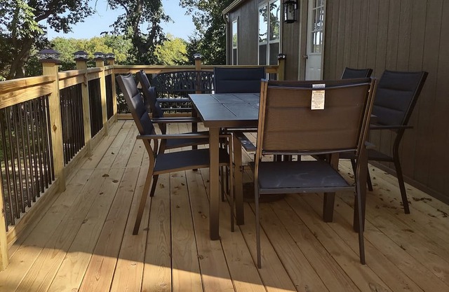 Enjoy our new cabin at Linn Valley Lakes Kansas. Gated community for safety.