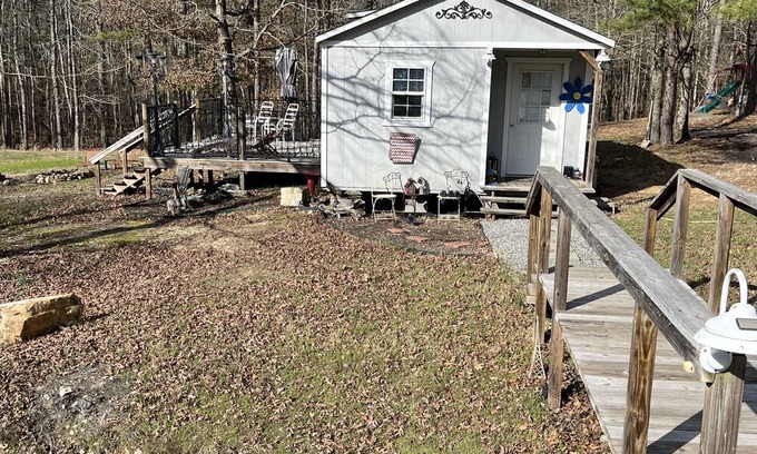 Jones Mills House | Very private studio with a deck overlooking the pond.