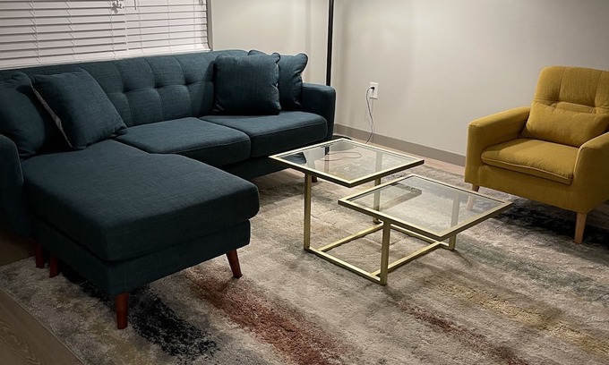 Town Center Apartment | Yellow Serenity: A perfect balance of serenity with nearby entertainment.