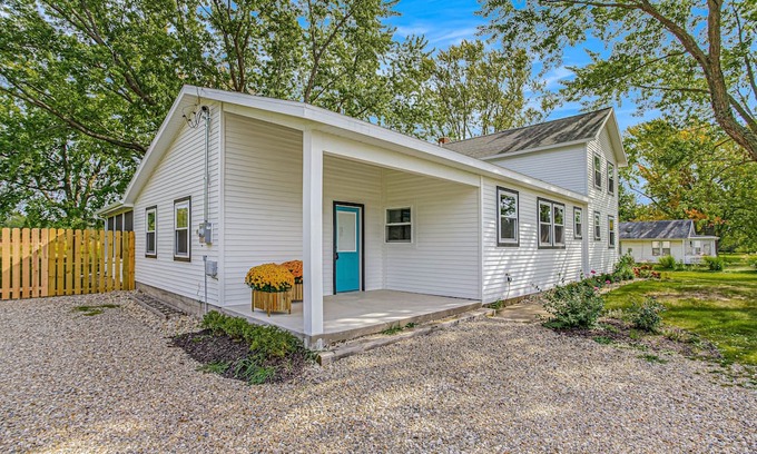 Bridgman House | Dog-friendly home near Lake Michigan with pool, hot tub, & modern interior